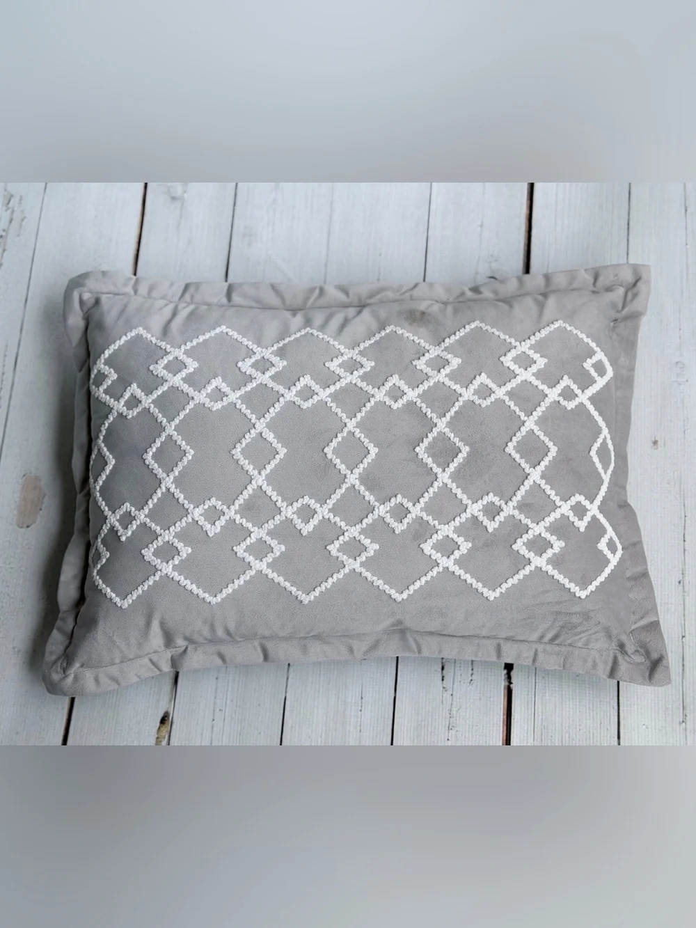 Embroidered Geometric Decorative Pillow